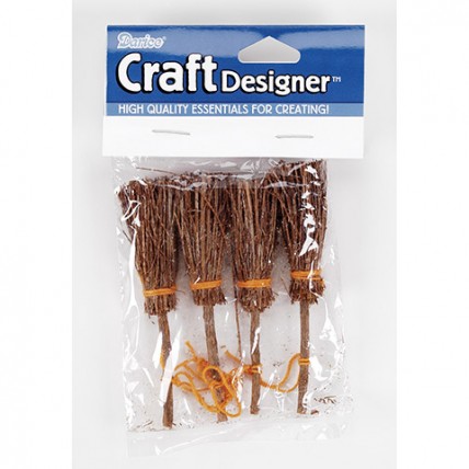 Miniature Brooms: Natural Pine, 3 Inches, 4 Pack